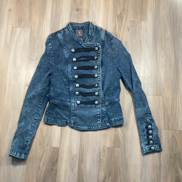 Relist 10/12❌ Forever 21 military vibe denim jean jacket size S - Picture 4 of 16